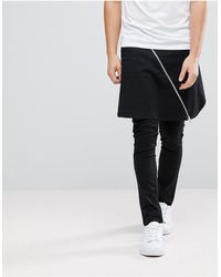 ASOS - Asos Super Skinny Trousers With Skirt And Exposed Zips - Lyst