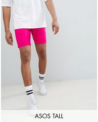 ASOS - Tall Skinny Chino Shorts In Bright Pink - Lyst