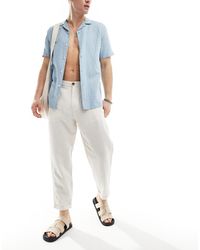 SELECTED - Loose Fit Cropped Linen Mix Trouser - Lyst
