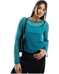 Vero Moda - Lace Overlay Long Sleeved Top With Cami Lining - Lyst