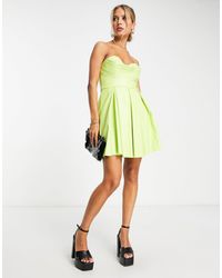 ASOS - Corset Pu Bandeau Mini Dress With Pleat Skirt - Lyst