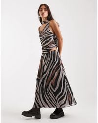 Miss Selfridge - Falda Larga Con Estampado De Cebra De Corte Al Bies De Chifón De (Parte De Un Conjunto) - Lyst