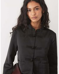 Pieces - Satin Mandarin-Style Fastening Jacket Co-Ord - Lyst