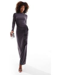 DASKA - Drape Front Maxi Dress With Frill Detail - Lyst