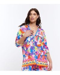 River Island - Abstract Print Oversized Beach Shirt - Lyst