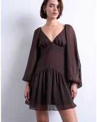 TOPSHOP - Blouson Sleeve Mini Tea Dress - Lyst