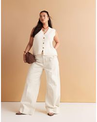 ASOS - Asos Design Curve Wide Leg Jean With Crease Front - Lyst