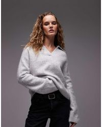 ARKET - Jersey Gris Jaspeado Con Cuello Estilo Polo De Punto De Mezcla De Lana De Alpaca Y Lana De - Lyst