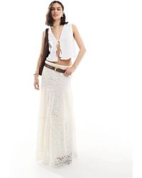 Stradivarius - Boho Lace Midi Skirt - Lyst