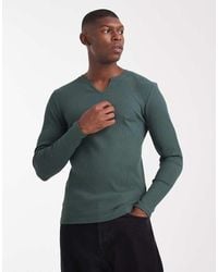 ASOS - Super Heavyweight Muscle Fit Long Sleeve T-shirt With Notch Neck - Lyst