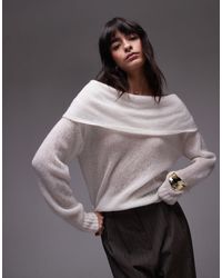 ARKET - Open Knit Sheer Jumper With Fold Over Off Shoulder - Lyst