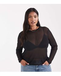 Noisy May - Top Van Mesh Met Lange Mouwen - Lyst