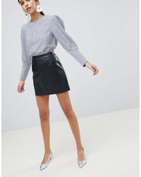 oasis black leather skirt