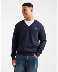 Fred Perry - Felpa A Coste Con Scollo A V - Lyst
