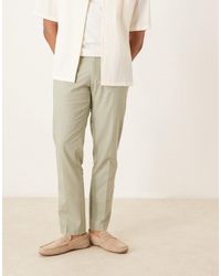 ASOS - – elegante, schmal geschnittene hose aus leinenmix - Lyst