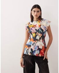 ARRANGE - – hochwertiges, ärmelloses longline-oberteil mit verschwommenem blumenmuster - Lyst