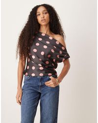 ASOS - Satin Drape One Shoulder Top - Lyst