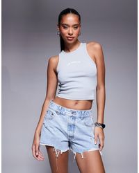 ASOS - Denim Relaxed Short With Rips - Lyst