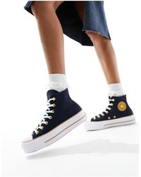 Converse - Lift Hi Twill Sneakers With Gold Details - Lyst