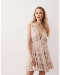 Miss Selfridge - Beach Cheesecloth Tie Side Mini Dress - Lyst