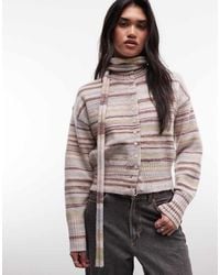 Daisy Street - Boxy Cardigan With Matching Scarf - Lyst