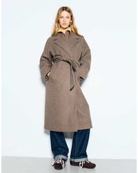 Bershka - Long Soft Belted Coat - Lyst