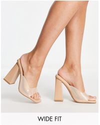 SIMMI - Simmi London Wide Fit Clear Mule Heeled Sandals - Lyst