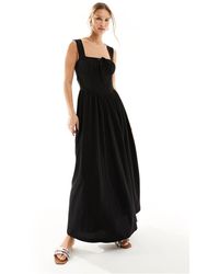ASOS - Square Neck Ruched Bust Maxi Dress With Lace Inserts - Lyst