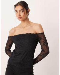 Abercrombie & Fitch - Off The Shoulder Lace Top With Built - Lyst