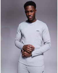 BOSS - Waffle Logo Long Sleeve T-Shirt Regular Fit - Lyst