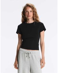 Oysho - Fitted Rib Cotton Blend T-Shirt - Lyst