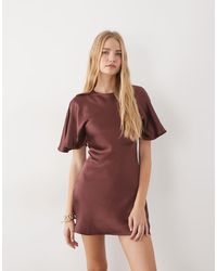 ASOS - Satin Cape Back Detail Mini Dress - Lyst