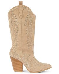 SEQWL - Western Cowboy Boots With Studded Detailing And Pointed Toe - Lyst