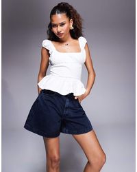 ASOS - Denim Short Met A-Lijn En Lange Pasvorm - Lyst