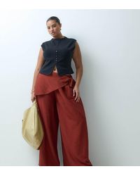 ASOS - Asos Design Curve Straight Leg Wrap Skirt Detail Trousers - Lyst