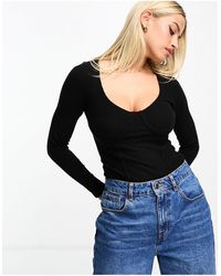 ASOS - Fuller Bust Rib Bodysuit With Bust Seams And Long Sleeve - Lyst