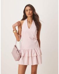 ASOS - Mini Jurk Met Halternek En Rara-Rok - Lyst
