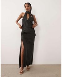Miss Selfridge - Satin Maxi Skirt Co-ord - Lyst