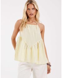 Object - Poplin Halterneck Peplum Hem Top - Lyst