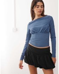 Collusion - Textured Gingham Slash Neck - Lyst