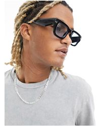 ASOS - Square Sunglasses With Blue Lens - Lyst