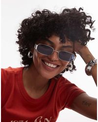 TOPSHOP - Crete Rectangle Metal Sunglasses - Lyst