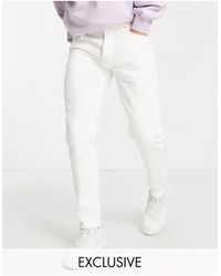 Pull&Bear – schmal geschnittene jeans im stil der 90er - Weiß