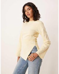 ASOS - Top A Maniche Lunghe Con Arricciatura Laterale E Fondo Asimmetrico - Lyst