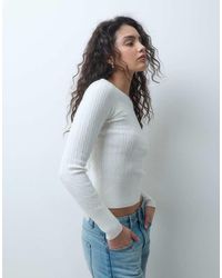 Hollister - Fitted Cable Knit Slash Neck Jumper - Lyst