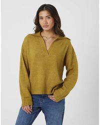 Brave Soul - Trophy Neck Drop Shoulder Knitted Jumper - Lyst