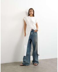 TOPSHOP - Long Line Twist Tunic Top - Lyst