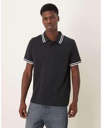 ASOS - Basic Piqué Poloshirt Met Witte Bies - Lyst