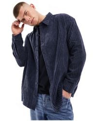 Reclaimed (vintage) - Camicia a maniche lunghe a coste grandi blu navy - Lyst