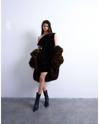 TOPSHOP - Grown On Twist Shoulder Velvet Mini Dress - Lyst